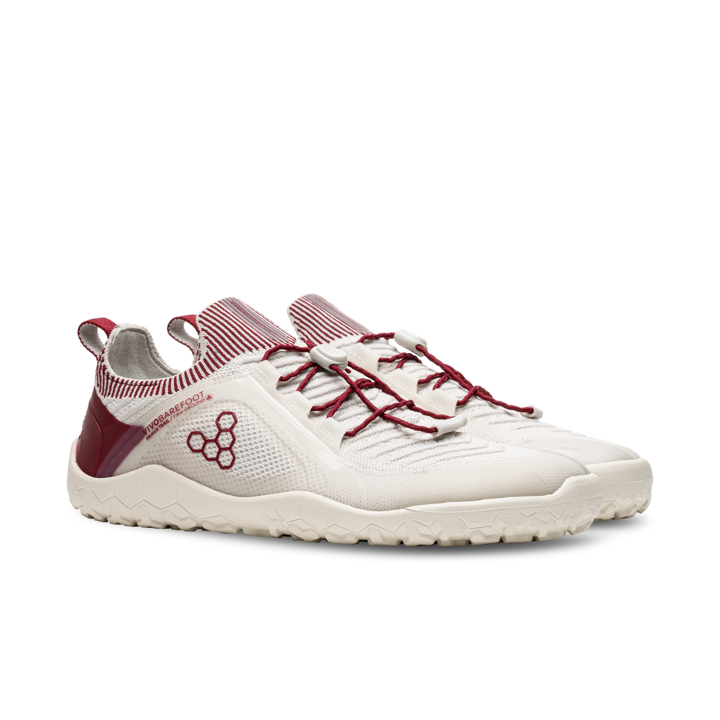 Vivobarefoot Primus Trail Knit Fg Womens Limestone Red Rumba - Sole Therapy