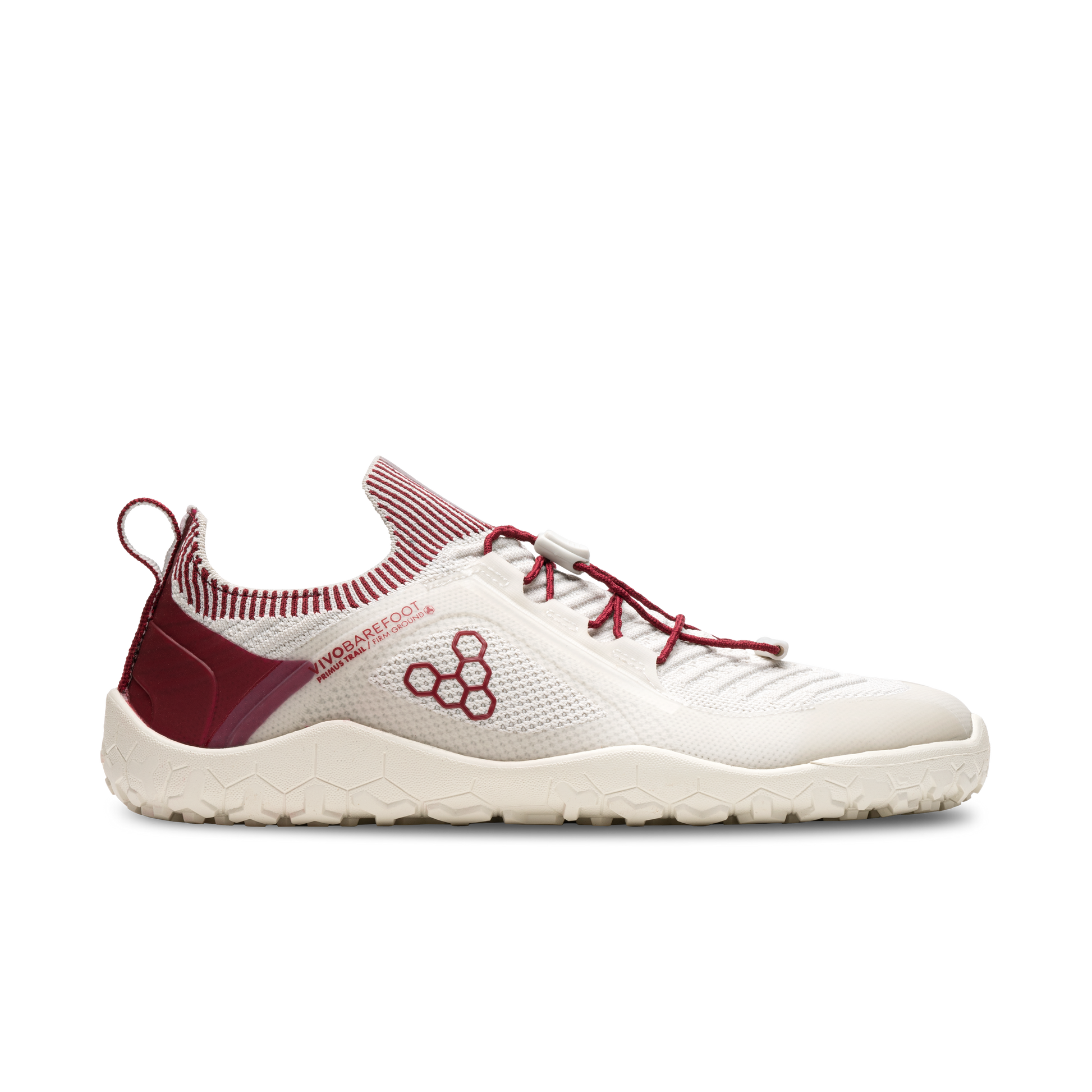 Vivobarefoot Primus Trail Knit Fg Womens Limestone Red Rumba - Sole Therapy