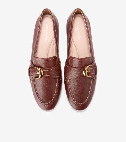 COLE HAAN LADIES GRAND AMBITION ALETTE BUCKLE LOAFERS BROWN