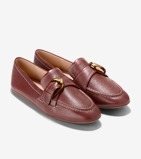 COLE HAAN LADIES GRAND AMBITION ALETTE BUCKLE LOAFERS BROWN