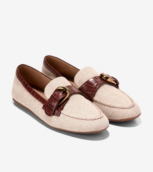 COLE HAAN LADIES GRAND AMBITION ALETTE BUCKLE LOAFERS BEIGE