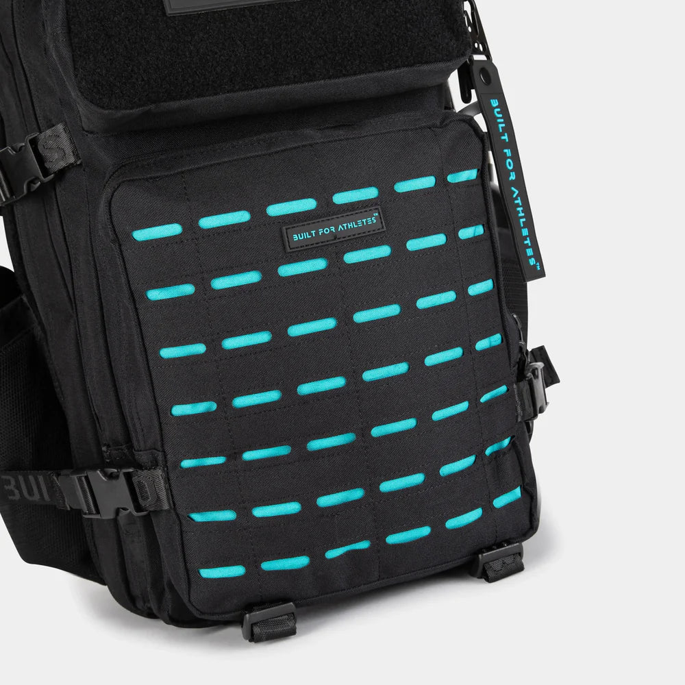 LARGE GYM BACKPACK BUILT FOR ATHLETES BLACK AQUA