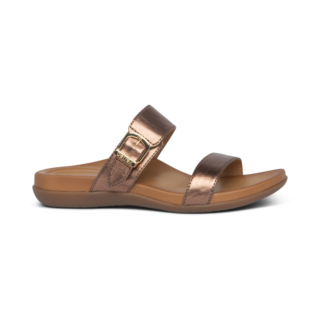 AETREX WOMEN'S MIMI ADJUSTABLE SLIDE - BRONZE